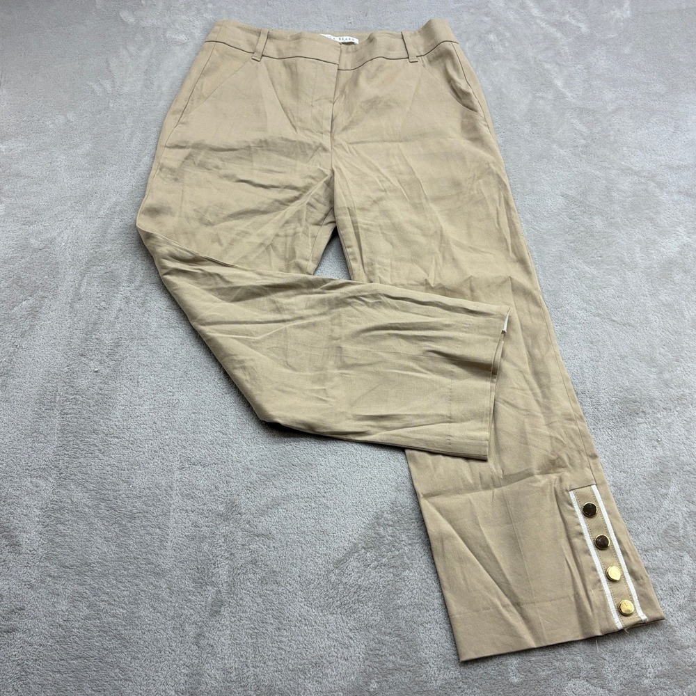 Veronica Beard Trousers Women 2 Tan Linen Blend Straight Quiet Luxury Old Money